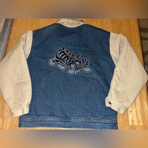 Vintage 90s Disney Tigger Jacket Mens Large Denim Bomber Varsity Embroidered 90s